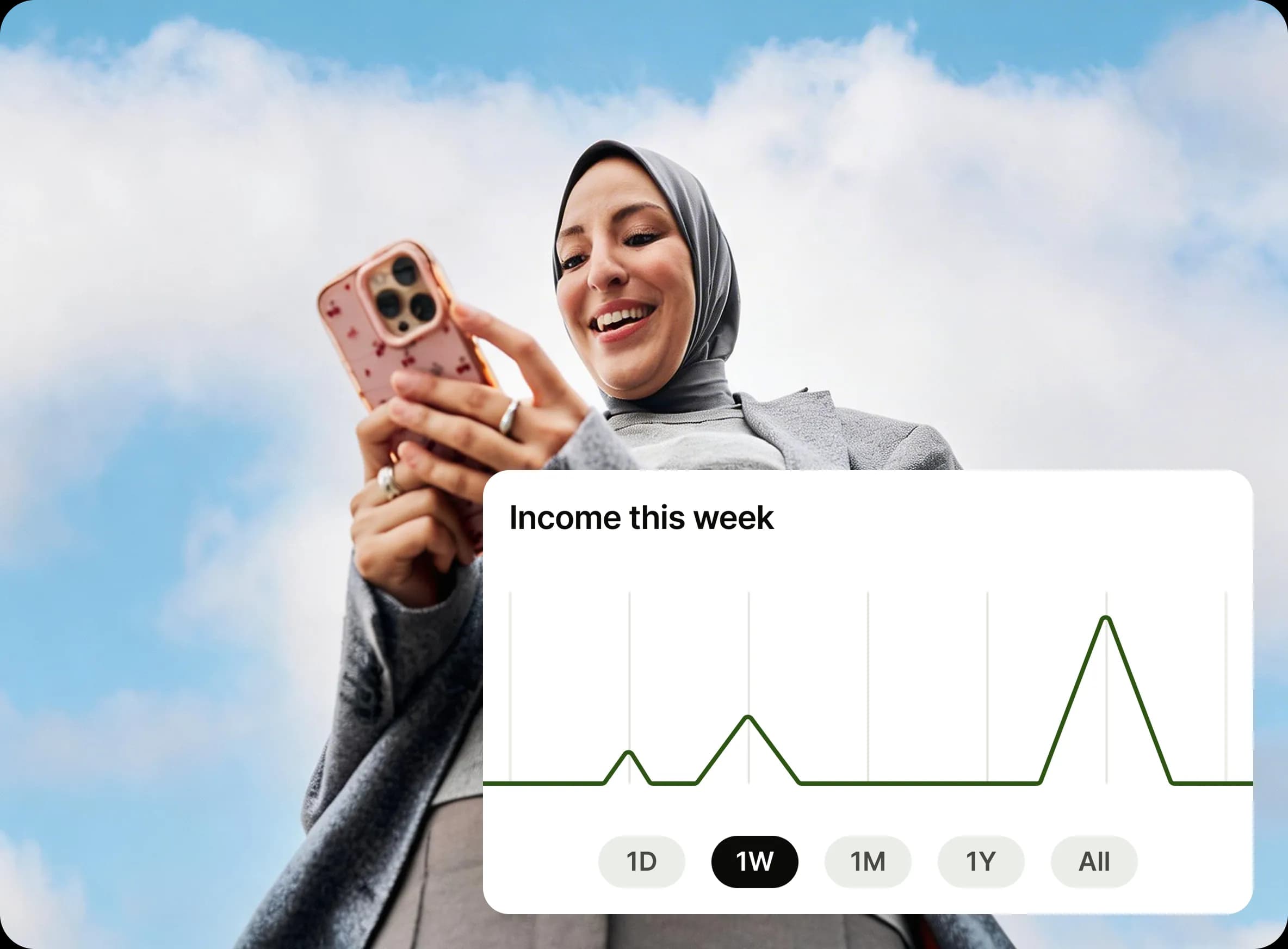 Person using Kept app outdoors