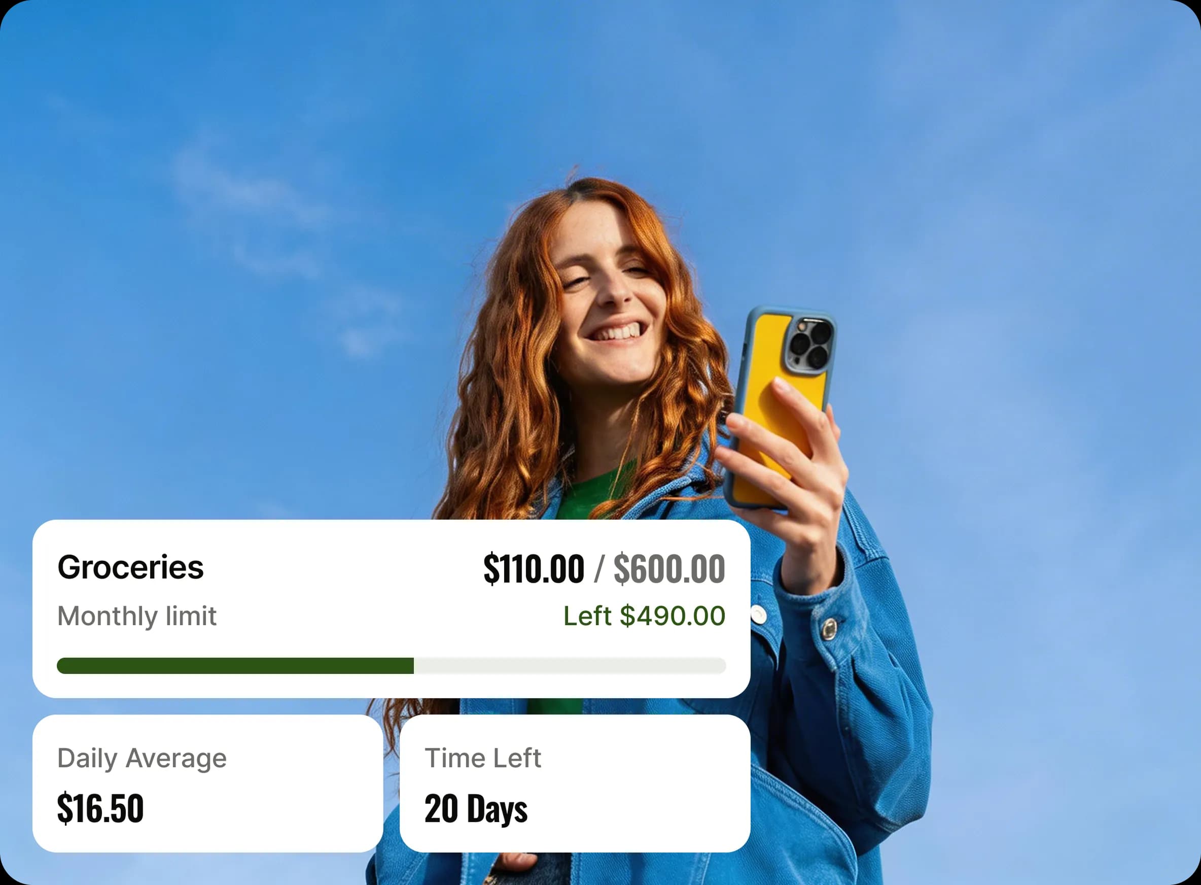 Person logging spending on phone